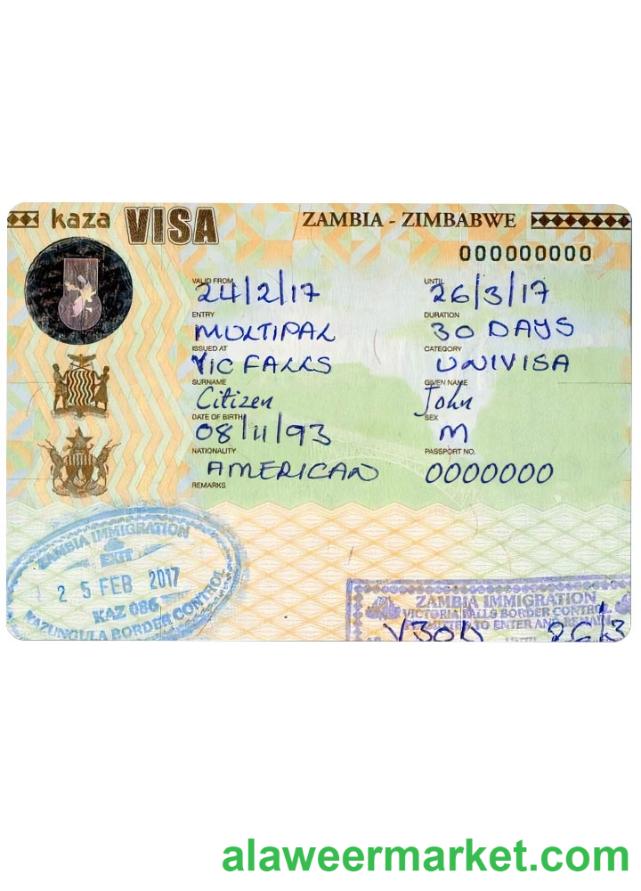 ZAMBIA-ZIMBABWE travel visa